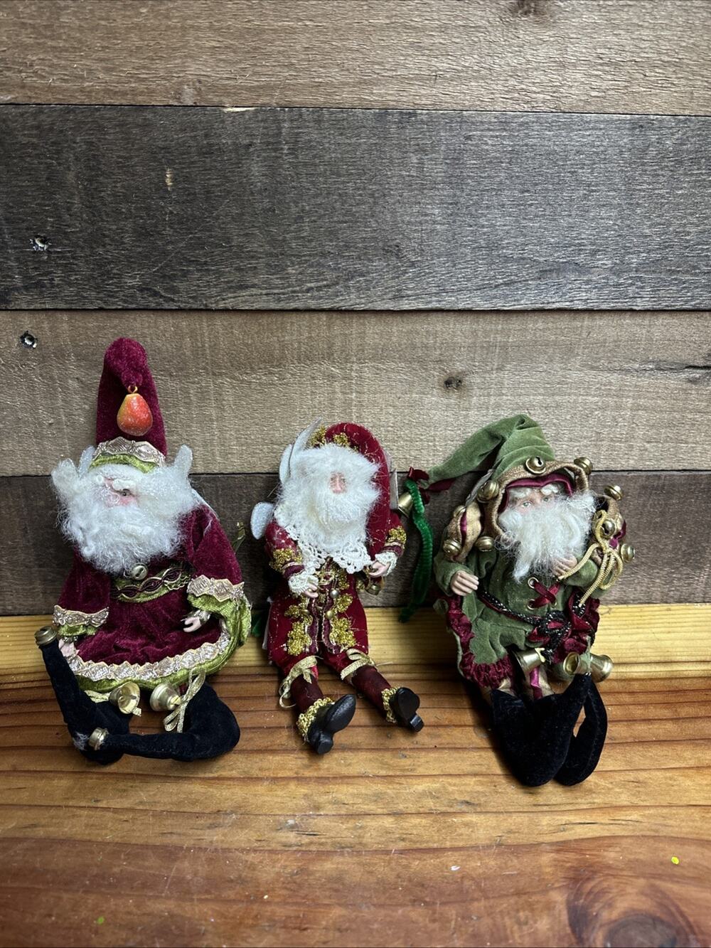 Lot of 3 Mark Roberts Christmas Fairy Elf Santa Ornaments